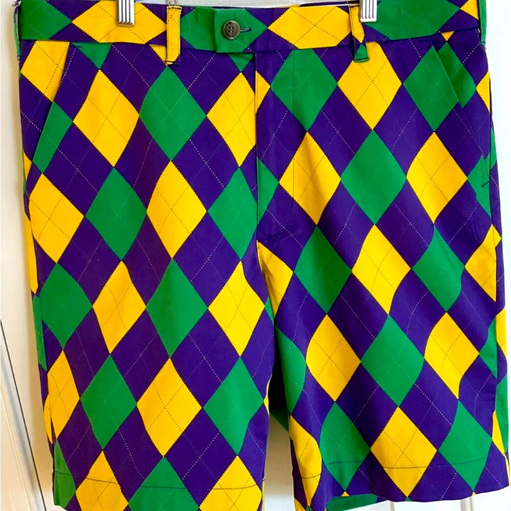 EUC Discontinued Rare Loudmouth Men's Carnivale Argyle Golf Shorts Size 36